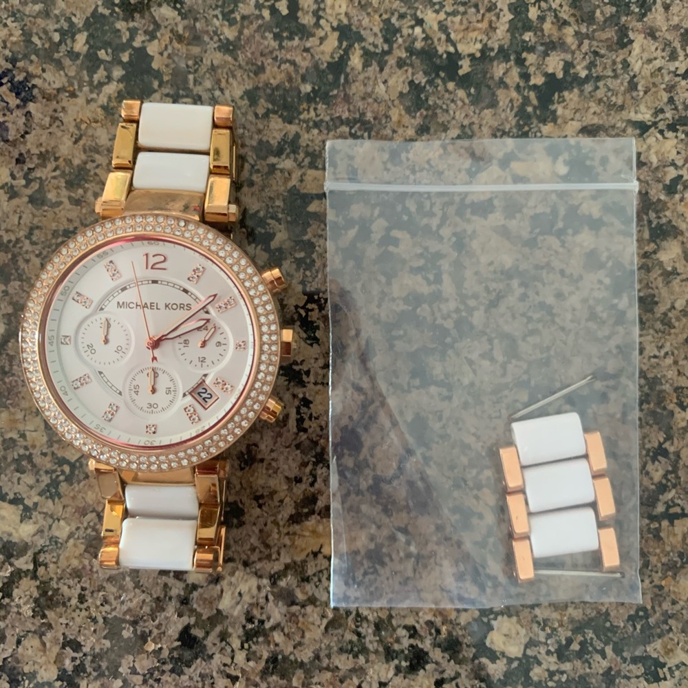 Rose Gold and White Michael Kors Watch
